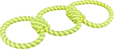 Trixie aquatoy touw trekspeeltje ringen polyester geel / groen